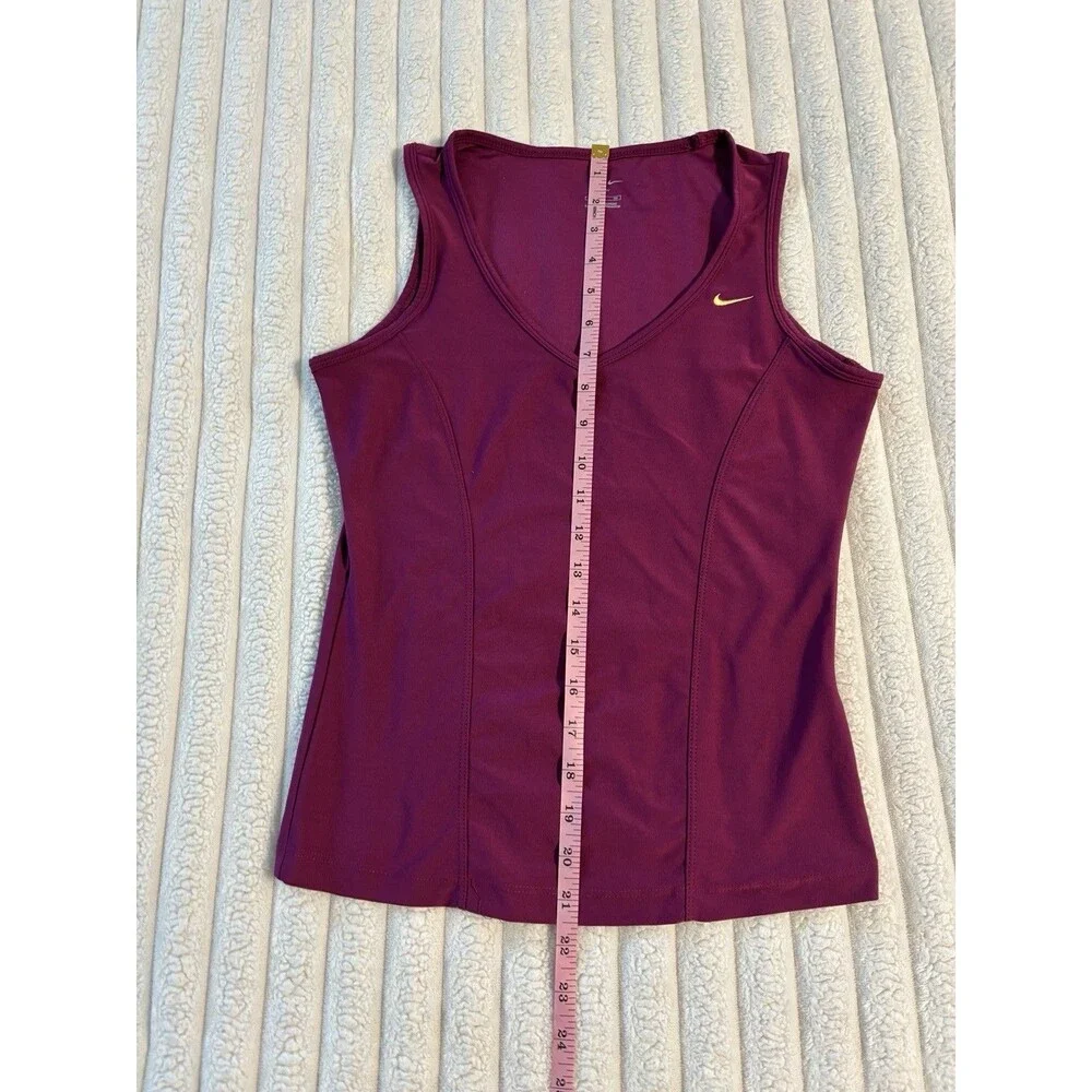 Nike Fit Dry V-neck Tank Top Women's Small Fuchsia Pink Butter Yellow Swoosh Fit
